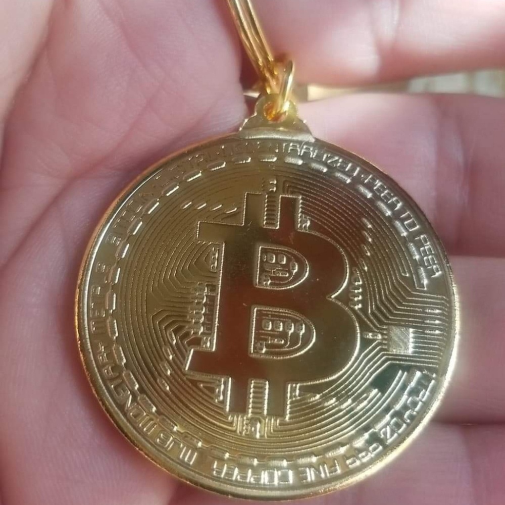 Gold color bitcoin Keychain